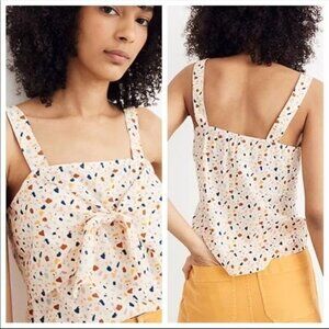 Madewell Tie-Front Cami Top in Terrazzo